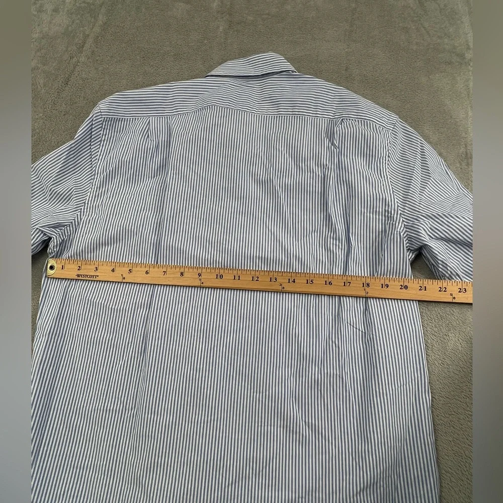 NEW J Crew L Slim Flex Washed Men's Blue White Striped Classic Long Sleeve Shirt